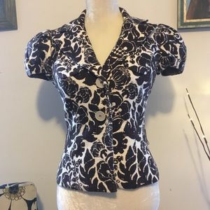 Trina Turk Floral Print Blazer w/ Puff Sleeves EUC